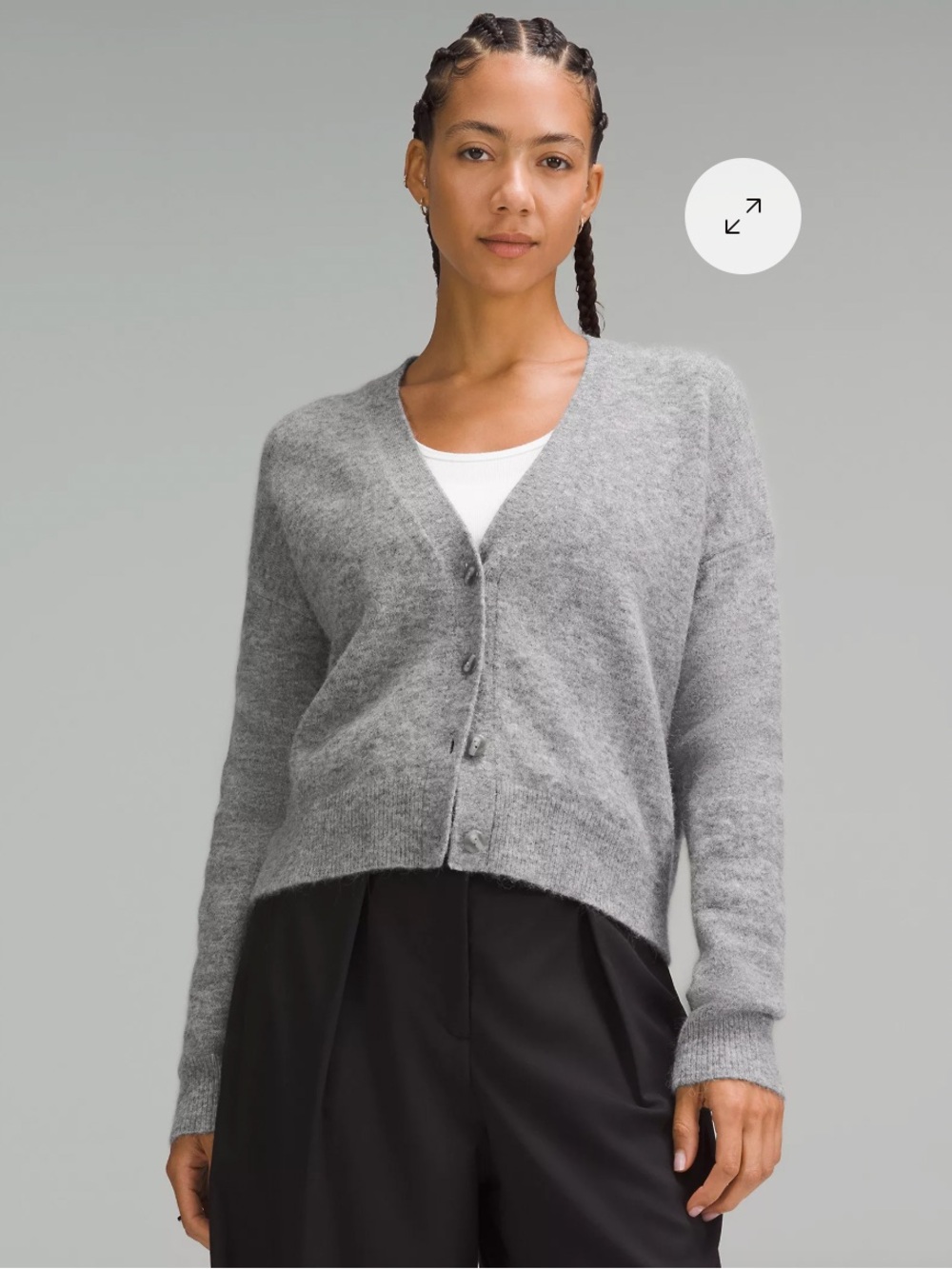 lululemon athletica Heather Gray V-Neck Buttoned Cardigan